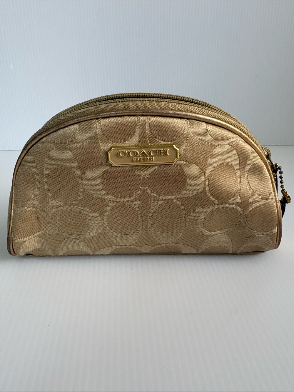 Coach Metallic Gold Monogram Cosmetic Case Limited Edition EUC